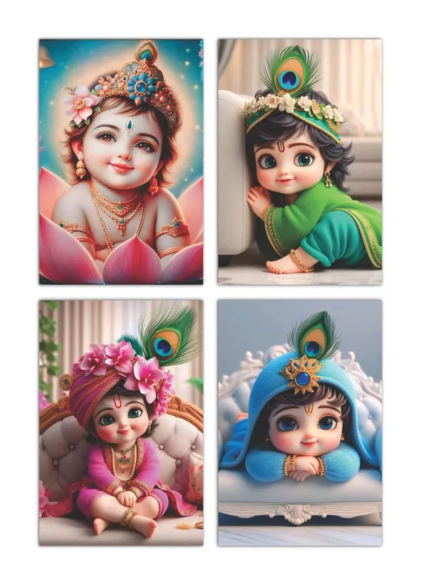 Multicolor_Little_Bal_Gopal_Religious_Krishna_Poster_For_Pregnant_Women_(12_X_18_Inc)_(Pack_Of_4)