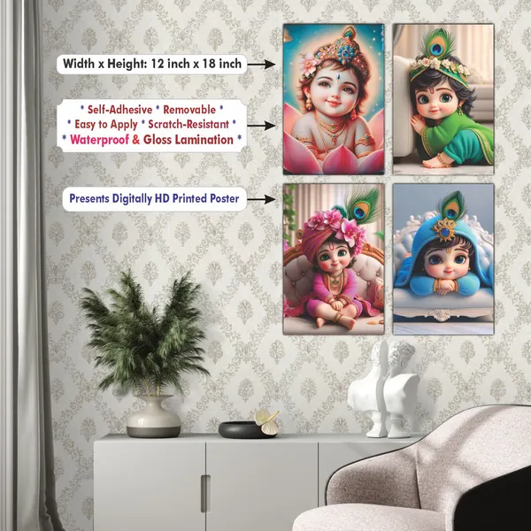 Multicolor_Little_Bal_Gopal_Religious_Krishna_Poster_For_Pregnant_Women_(12_X_18_Inc)_(Pack_Of_4)