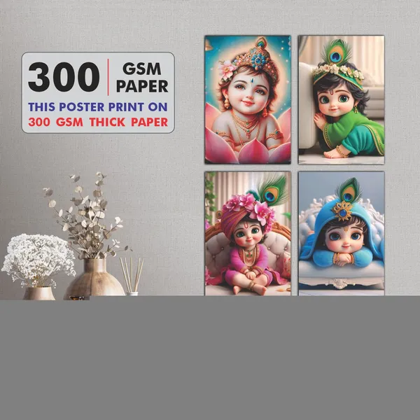 Multicolor_Little_Bal_Gopal_Religious_Krishna_Poster_For_Pregnant_Women_(12_X_18_Inc)_(Pack_Of_4)