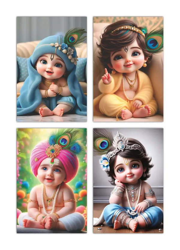Multicolor_Little_Bal_Gopal_Religious_Krishna_Poster_For_Pregnant_Women_(12_X_18_Inc)_(Pack_Of_4)