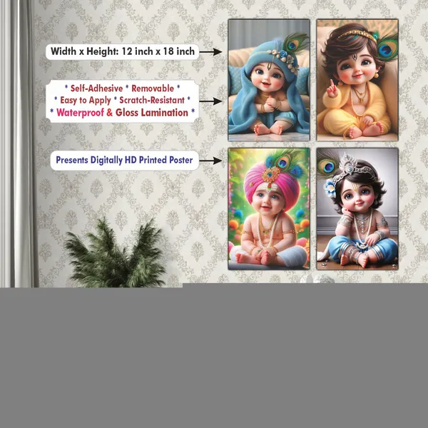 Multicolor_Little_Bal_Gopal_Religious_Krishna_Poster_For_Pregnant_Women_(12_X_18_Inc)_(Pack_Of_4)