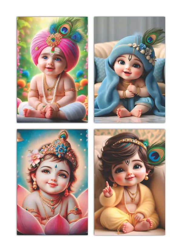 Multicolor_Little_Bal_Gopal_Religious_Krishna_Poster_For_Pregnant_Women_(12_X_18_Inc)_(Pack_Of_4)