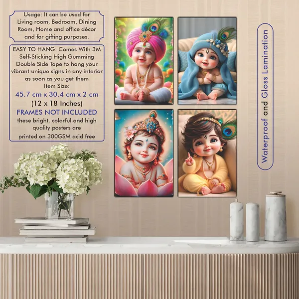 Multicolor_Little_Bal_Gopal_Religious_Krishna_Poster_For_Pregnant_Women_(12_X_18_Inc)_(Pack_Of_4)