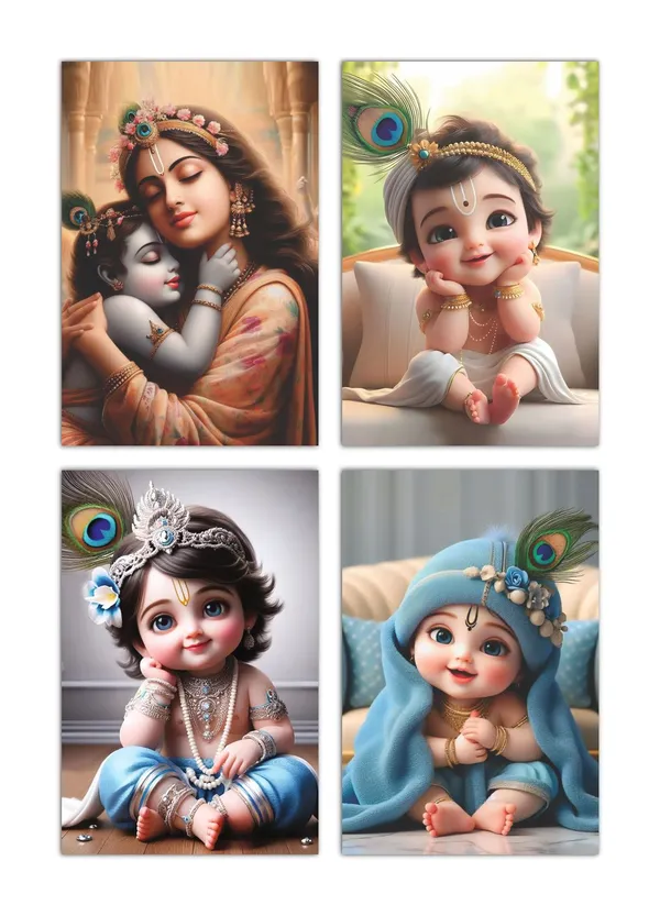 Multicolor_Little_Bal_Gopal_Religious_Krishna_Poster_For_Pregnant_Women_(12_X_18_Inc)_(Pack_Of_4)