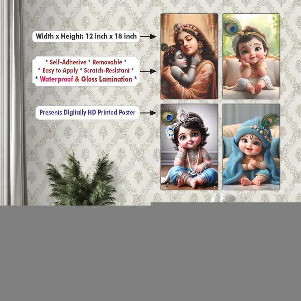 Multicolor_Little_Bal_Gopal_Religious_Krishna_Poster_For_Pregnant_Women_(12_X_18_Inc)_(Pack_Of_4)