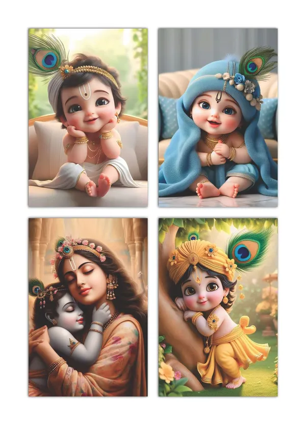 Multicolor_Little_Bal_Gopal_Religious_Krishna_Poster_For_Pregnant_Women_(12_X_18_Inc)_(Pack_Of_4)