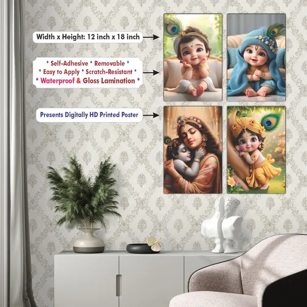 Multicolor_Little_Bal_Gopal_Religious_Krishna_Poster_For_Pregnant_Women_(12_X_18_Inc)_(Pack_Of_4)