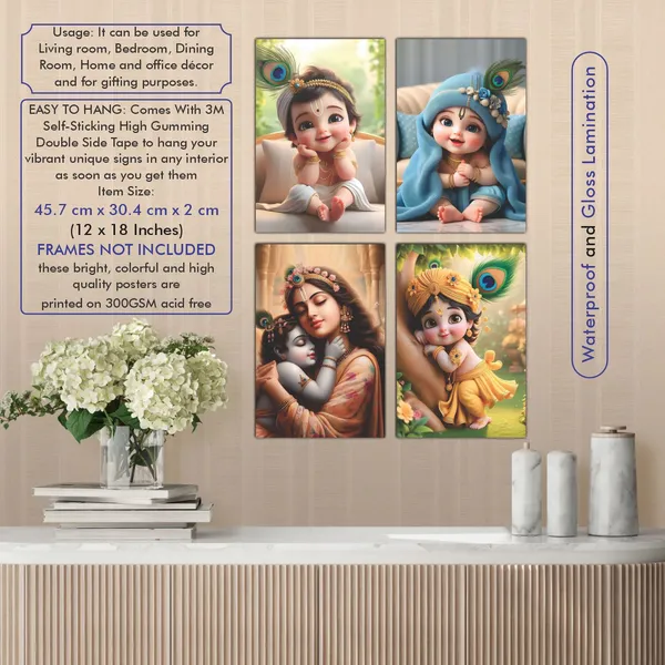 Multicolor_Little_Bal_Gopal_Religious_Krishna_Poster_For_Pregnant_Women_(12_X_18_Inc)_(Pack_Of_4)