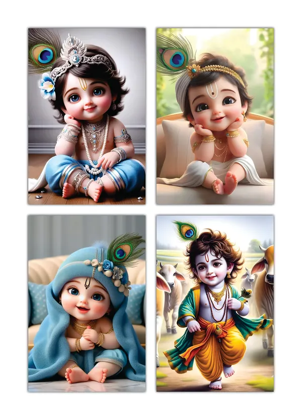Multicolor_Little_Bal_Gopal_Religious_Krishna_Poster_For_Pregnant_Women_(12_X_18_Inc)_(Pack_Of_4)