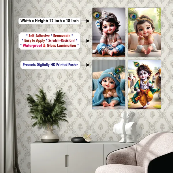 Multicolor_Little_Bal_Gopal_Religious_Krishna_Poster_For_Pregnant_Women_(12_X_18_Inc)_(Pack_Of_4)