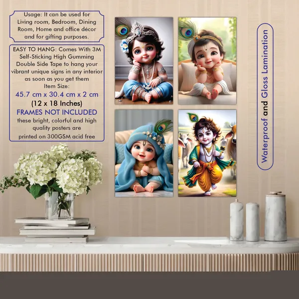 Multicolor_Little_Bal_Gopal_Religious_Krishna_Poster_For_Pregnant_Women_(12_X_18_Inc)_(Pack_Of_4)
