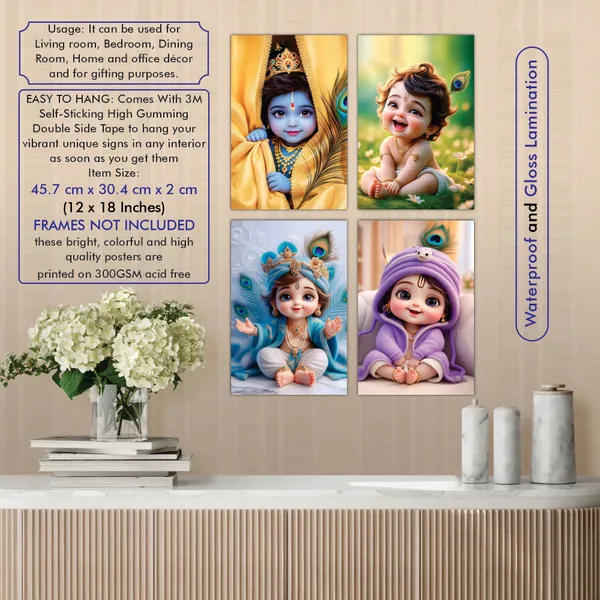 Multicolor_Little_Bal_Gopal_Religious_Krishna_Poster_For_Pregnant_Women_(12_X_18_Inc)_(Pack_Of_4)
