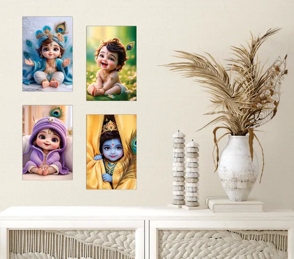 Multicolor_Little_Bal_Gopal_Religious_Krishna_Poster_For_Pregnant_Women_(12_X_18_Inc)_(Pack_Of_4)