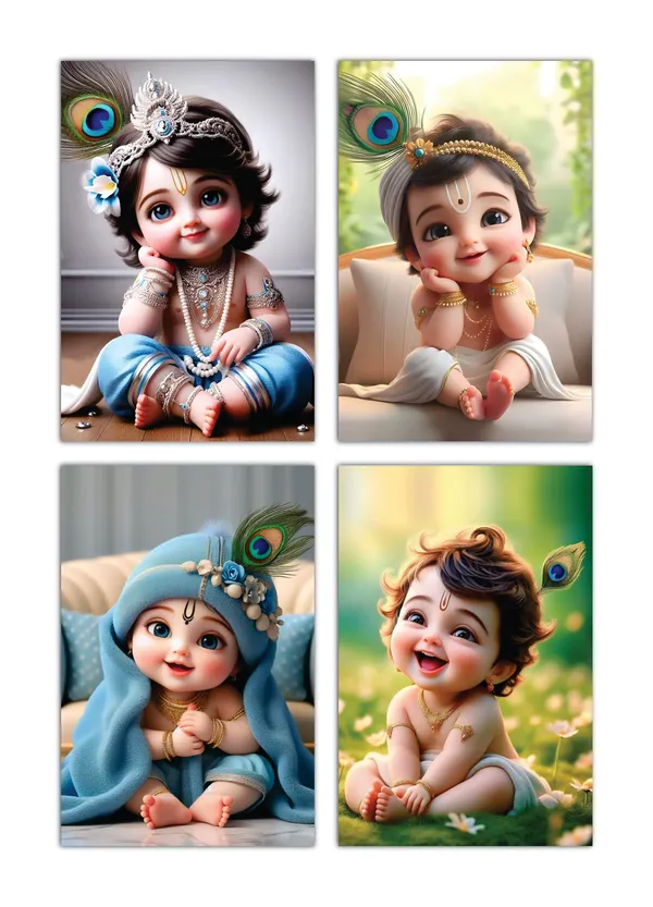 Multicolor_Little_Bal_Gopal_Religious_Krishna_Poster_For_Pregnant_Women_(12_X_18_Inc)_(Pack_Of_4)