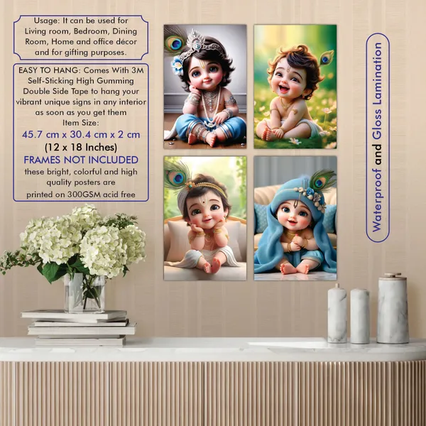Multicolor_Little_Bal_Gopal_Religious_Krishna_Poster_For_Pregnant_Women_(12_X_18_Inc)_(Pack_Of_4)