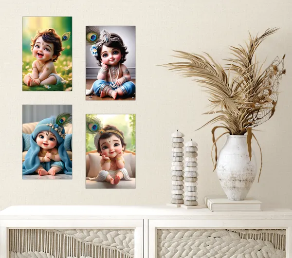Multicolor_Little_Bal_Gopal_Religious_Krishna_Poster_For_Pregnant_Women_(12_X_18_Inc)_(Pack_Of_4)