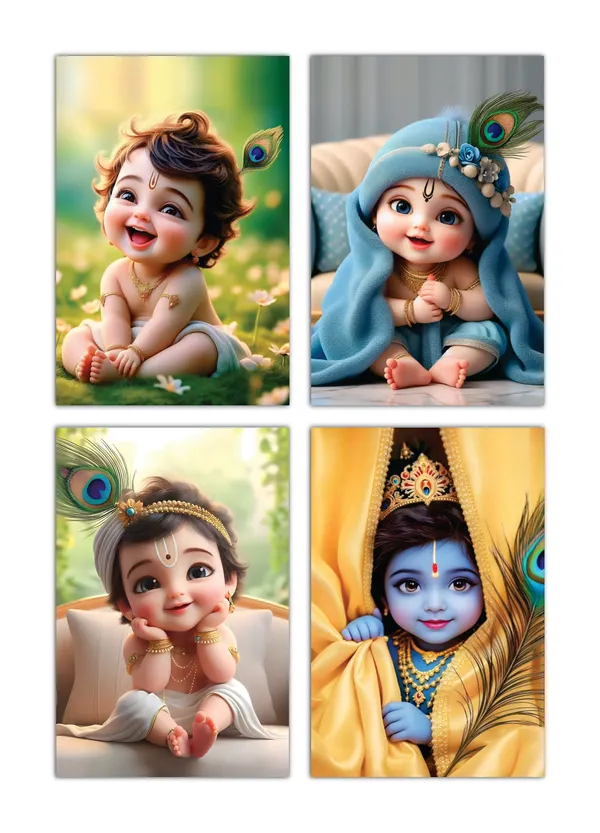 Multicolor_Little_Bal_Gopal_Religious_Krishna_Poster_For_Pregnant_Women_(12_X_18_Inc)_(Pack_Of_4)