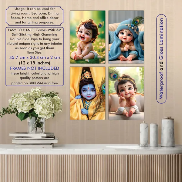 Multicolor_Little_Bal_Gopal_Religious_Krishna_Poster_For_Pregnant_Women_(12_X_18_Inc)_(Pack_Of_4)