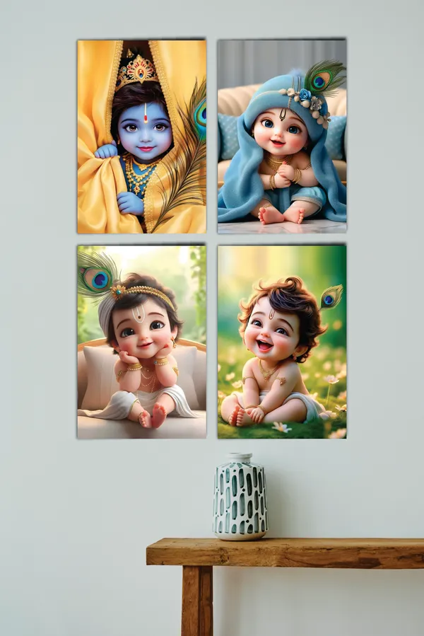 Multicolor_Little_Bal_Gopal_Religious_Krishna_Poster_For_Pregnant_Women_(12_X_18_Inc)_(Pack_Of_4)