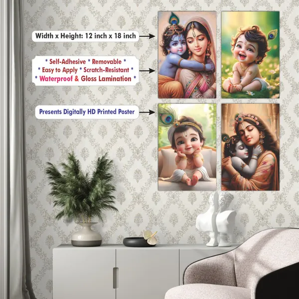 Multicolor_Little_Bal_Gopal_Religious_Krishna_Poster_For_Pregnant_Women_(12_X_18_Inc)_(Pack_Of_4)