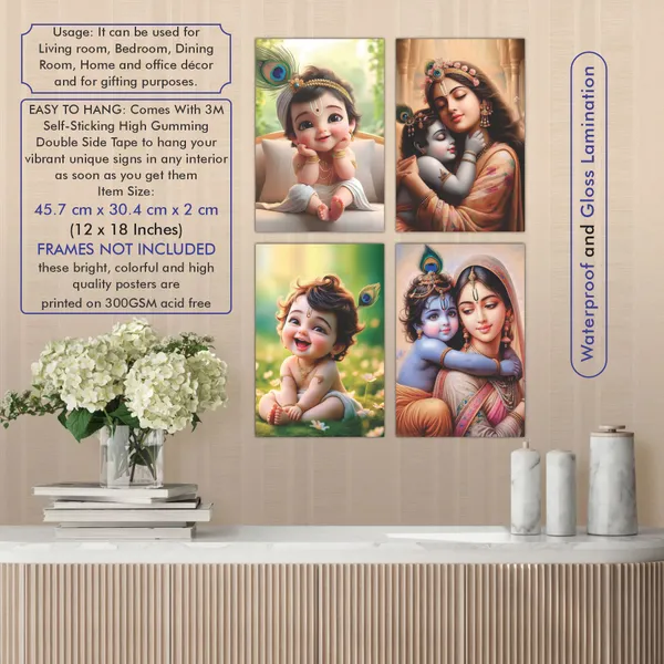 Multicolor_Little_Bal_Gopal_Religious_Krishna_Poster_For_Pregnant_Women_(12_X_18_Inc)_(Pack_Of_4)