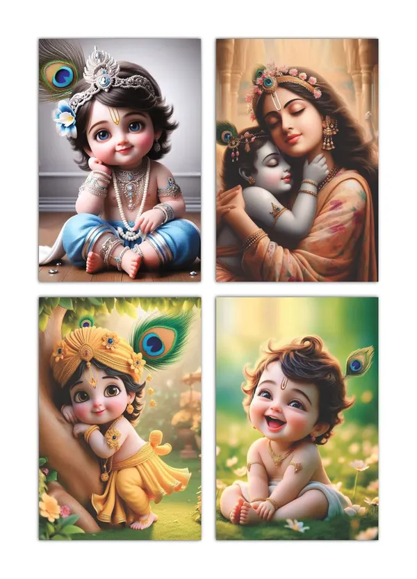 Multicolor_Little_Natkhat_Bal_Gopal_Religious_Krishna_Poster_For_Pregnant_Women_(12_X_18_Inc)_(Pack_Of_4)