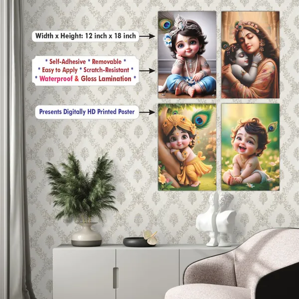 Multicolor_Little_Natkhat_Bal_Gopal_Religious_Krishna_Poster_For_Pregnant_Women_(12_X_18_Inc)_(Pack_Of_4)