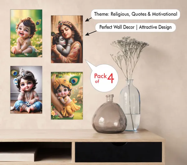 Multicolor_Little_Natkhat_Bal_Gopal_Religious_Krishna_Poster_For_Pregnant_Women_(12_X_18_Inc)_(Pack_Of_4)