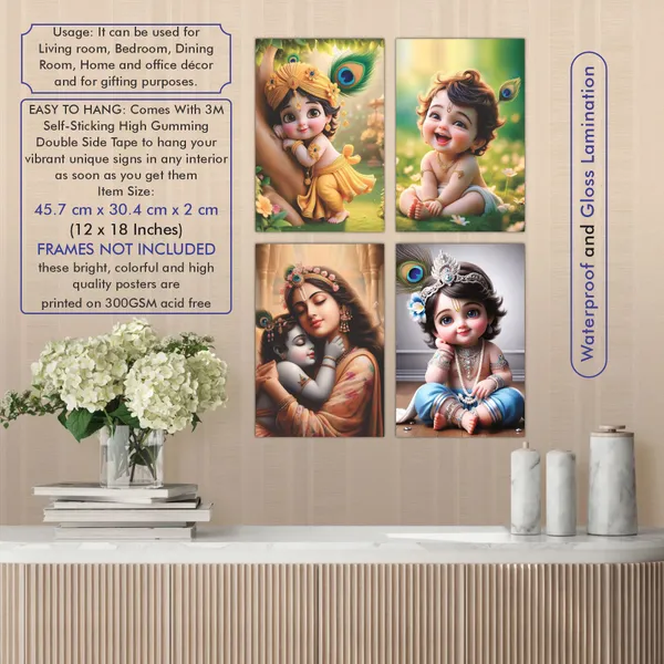 Multicolor_Little_Natkhat_Bal_Gopal_Religious_Krishna_Poster_For_Pregnant_Women_(12_X_18_Inc)_(Pack_Of_4)