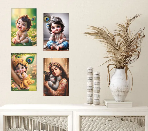 Multicolor_Little_Natkhat_Bal_Gopal_Religious_Krishna_Poster_For_Pregnant_Women_(12_X_18_Inc)_(Pack_Of_4)