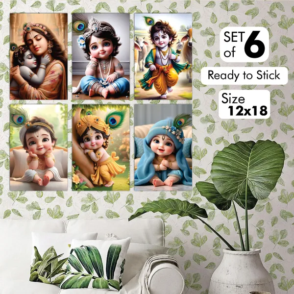 Multicolor_Little_Bal_Gopal_Religious_Krishna_Poster_For_Pregnant_Women_(12_X_18_Inc)_(Pack_Of_6)