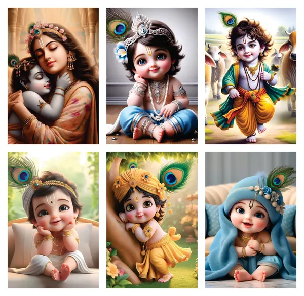 Multicolor_Little_Bal_Gopal_Religious_Krishna_Poster_For_Pregnant_Women_(12_X_18_Inc)_(Pack_Of_6)