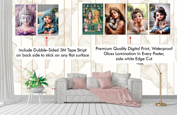 Multicolor_Little_Bal_Gopal_Religious_Shiv_Parivaar_Lord_Buddha_Krishna_Poster_For_Pregnant_Women_(12_X_18_Inc)_(Pack_Of_6)