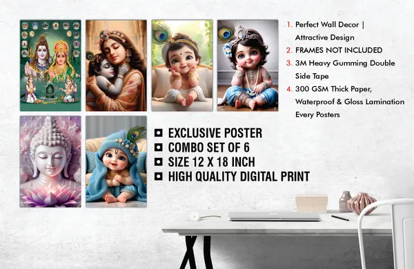 Multicolor_Little_Bal_Gopal_Religious_Shiv_Parivaar_Lord_Buddha_Krishna_Poster_For_Pregnant_Women_(12_X_18_Inc)_(Pack_Of_6)