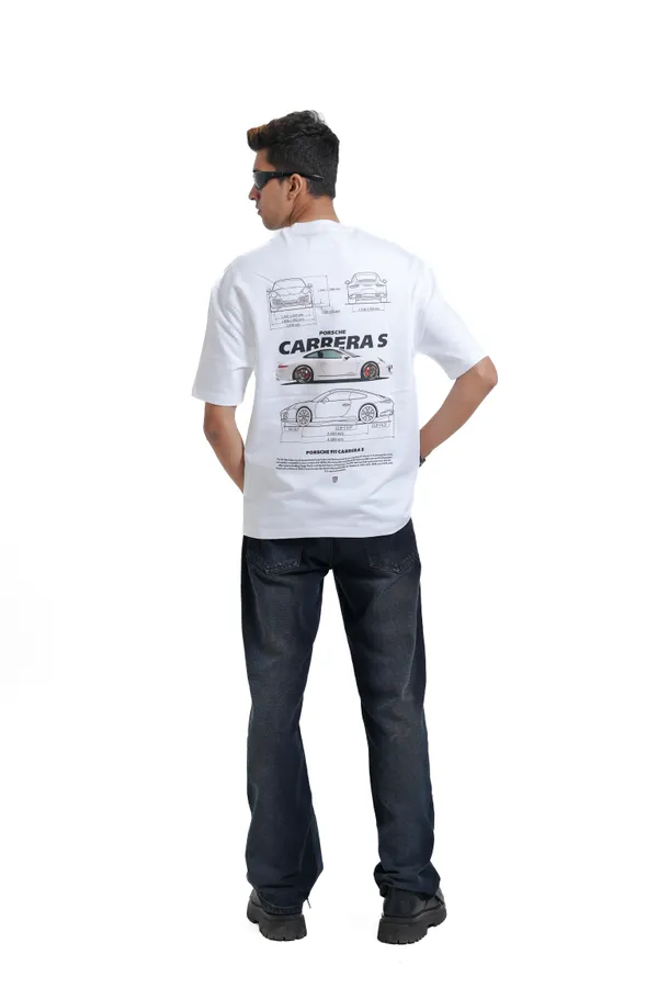911_Carrera_S_Blueprint_Oversized_Premium_T-shirts_For_Unisex