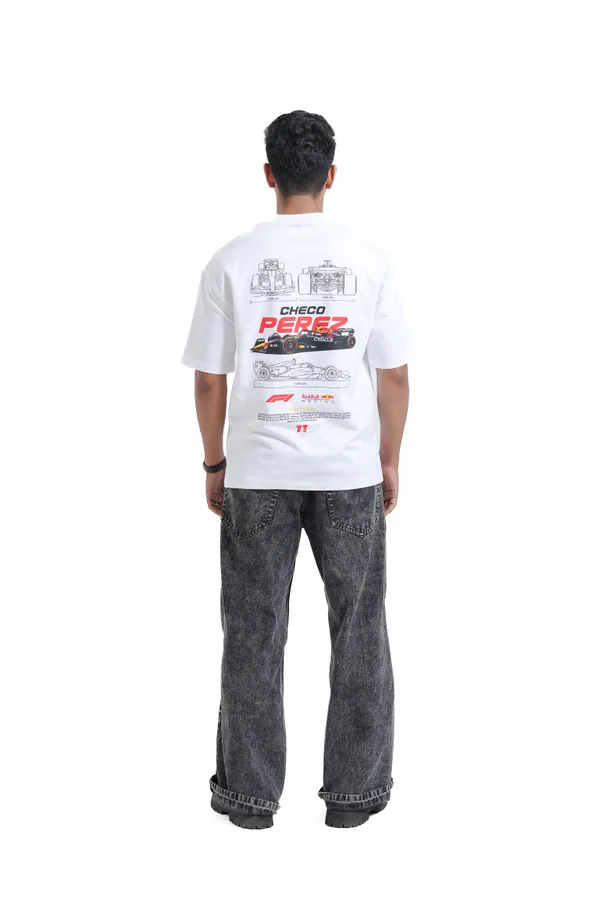 Checo_Pérez_F1_Racing_Blueprint_Oversized_Premium_T-shirt_For_Unisex