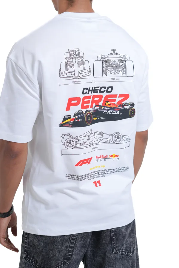 Checo_Pérez_F1_Racing_Blueprint_Oversized_Premium_T-shirt_For_Unisex