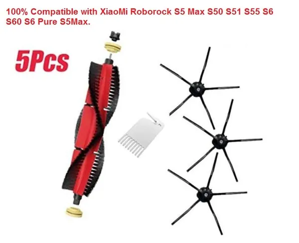5Pcs_Vacuum_Accessories_for_Robo-rock_S5_Max_S50_S51_S55_S6_S60_S6_Pure_S5_Max_(Roller_-_Side_Brush_-_Cleaning_Tool_Set)
