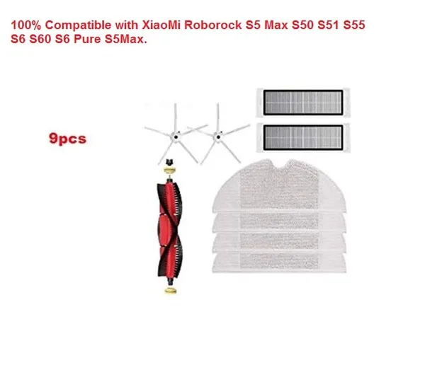 9Pcs_Vacuum_Accessories_for_Robo-rock_S5_Max_S50_S51_S55_S6_S60_S6_Pure_S5Max-_(Mop_Cloth-_HE-PA_Filter_-_Main_Brush_-_Side_Brush)_Parts_Set