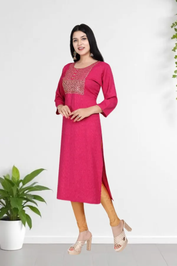 Pink_Rayon_Embroidered_Regular_Fit_Solid_Jaipuri_Jaipuri_Kurta_For_Women