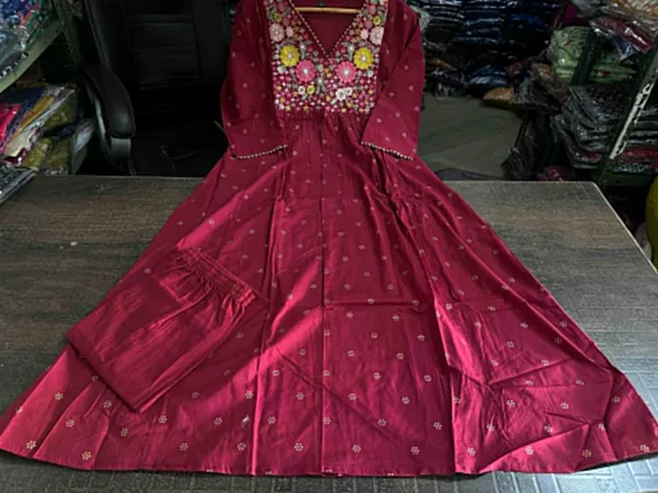 Brown_Pure_Cotton_Jaipuri_Jaipuri_Kurta_Set_With_Palazzo_Pants_|_For_Women