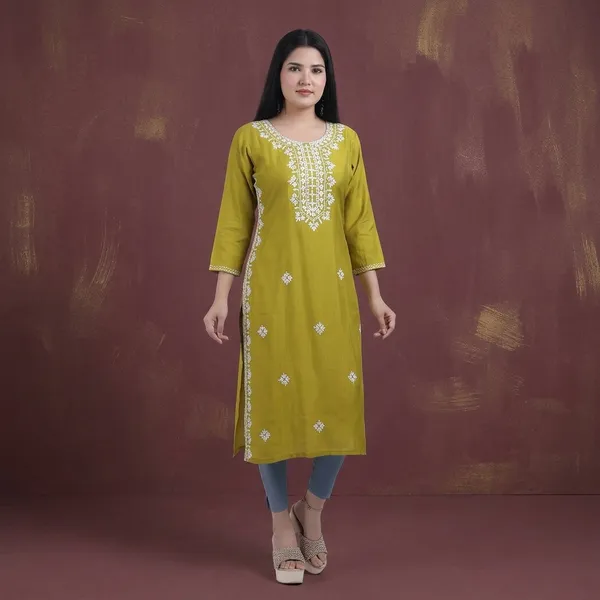 Yellow_Rayon_Embroidered_Regular_Fit_Jaipuri_Jaipuri_Kurta_For_Women
