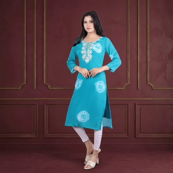 Blue_Rayon_Embroidered_Regular_Fit_Printed_Jaipuri_Jaipuri_Kurta_For_Women
