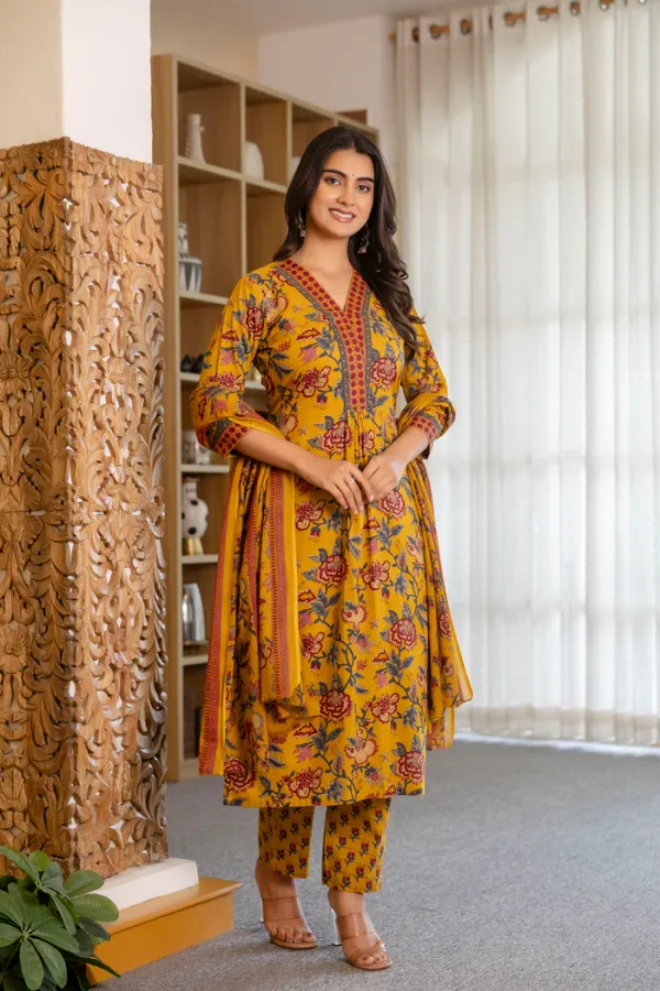 Mustard_Floral_Suit_Set_with_Mul_Dupatta