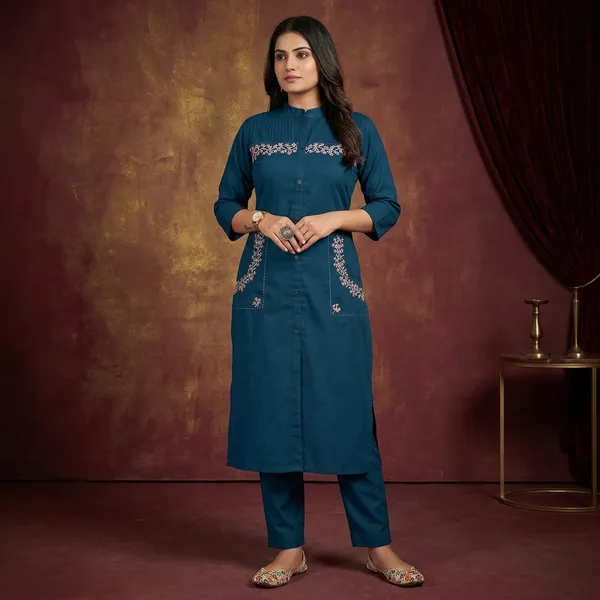 Stylish_embroidered_cotton_Jaipuri_Jaipuri_Kurta_with_pant_set