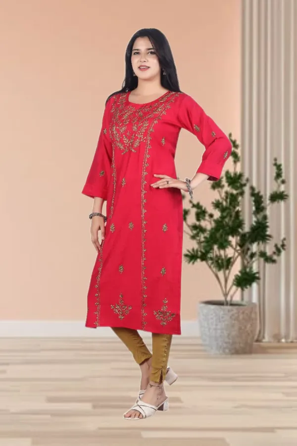 Red_Rayon_Embroidered_Regular_Fit_Solid_Jaipuri_Jaipuri_Kurta_For_Women