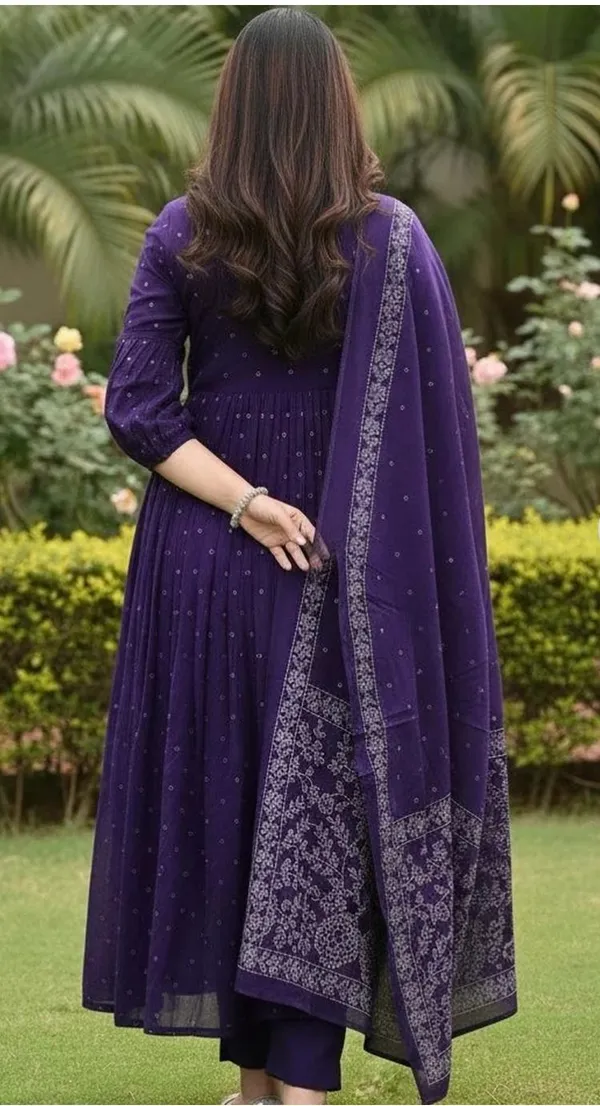 Purple_Cotton_Floral_Printed_Jaipuri_Kurta_And_Pant_With_Mulmul_Dupatta_|_For_Women