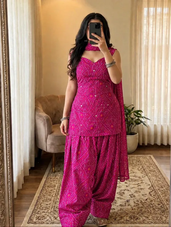 Jaipur_Legacy_Magenta_Pink_Trendy_Bandhani_SLEEVLESS_Suit_Set