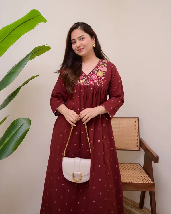 Brown_Pure_Cotton_Jaipuri_Jaipuri_Kurta_Set_With_Palazzo_Pants_|_For_Women