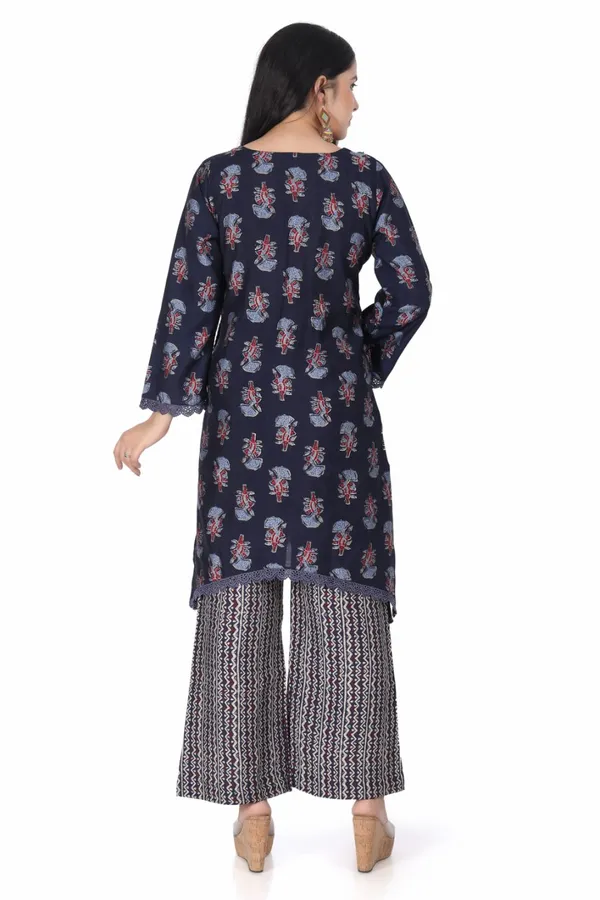 Blue_Rayon_Printed_Jaipuri_Jaipuri_Kurta_And_Pant_For_Women